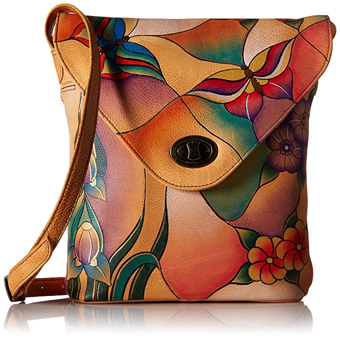 Anuschka Handpainted Leather 8059-BGP V Shape Flap Bag