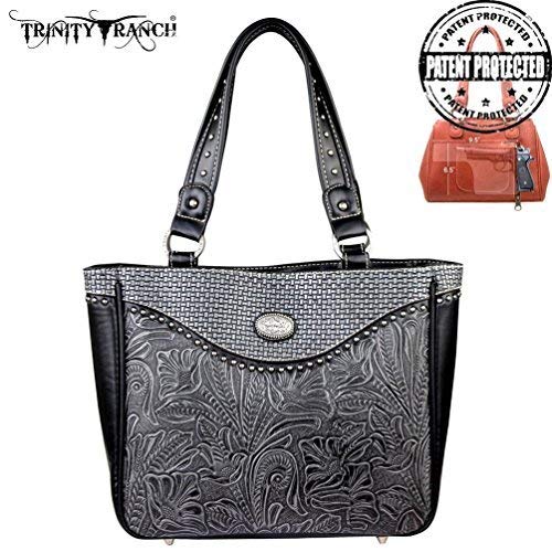 TR26G-L8317 Montana West Trinity Ranch Tooled Design Concealed Gandgun Collection Handbag
