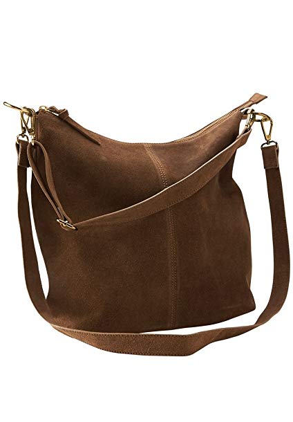 Ellos Women's Plus Size Zip Suede Hobo Handbag