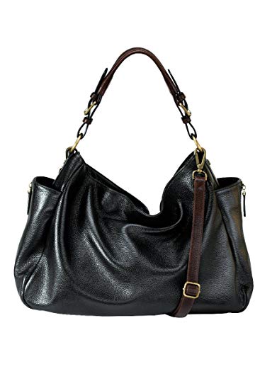 RHAPSODIC Pebble Leather Hobo-Style Shoulder Bag Complete with Padded Handle and Crossbody Strap